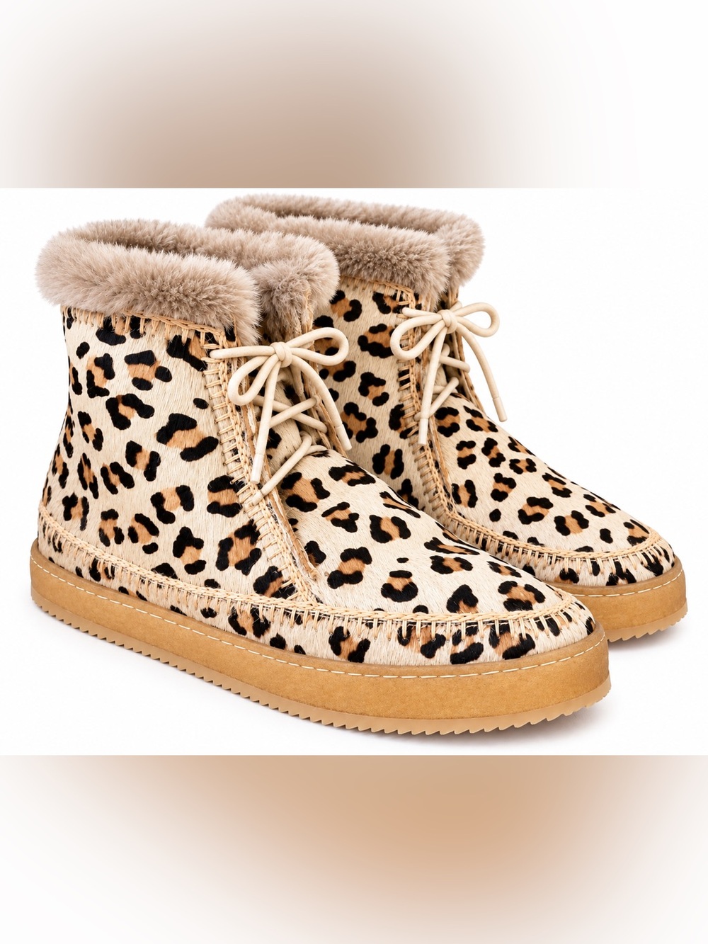 Laidback London Argo Crochet Leopard Calf Hair Boots EU 39